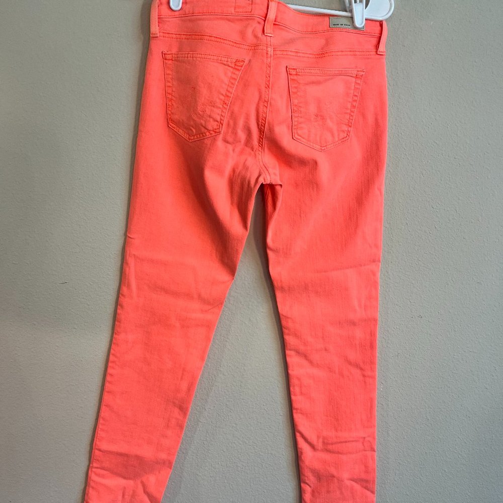 Flourescent Coral AG Stevie Ankle Slim Straight Leg Size 28R
